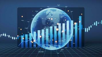 digital jord med finansiell Graf, 3d tolkning. video