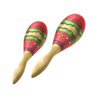 Maracas with red and green ornaments. Hand drawn watercolor illustration for day of the dead, halloween, Dia de los muertos. Isolated objects png