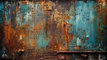 Grunge rusted metal texture. Rusty corrosion and oxidized background. Worn metallic iron rusty metal background photo