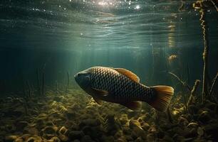 pescado nadando en agua con un acuático ver ai generativo foto