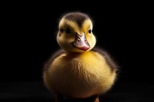 Duckling with black background AI Generative photo