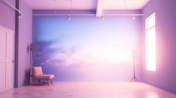 Studio space with purple colour concept photo
