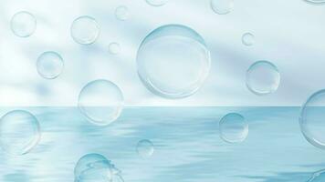 burbujas en el agua superficie, 3d representación. video