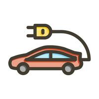 Electric Car Vector Thick Line Filled Colors Icon For Personal And Commercial Use.