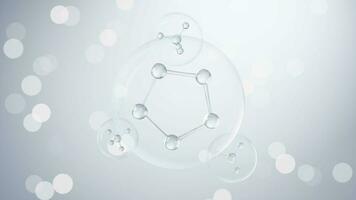 químico molécula con azul fondo, 3d representación. video