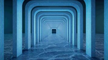 Going forward in the tunnel with ice ground surface, 3d rendering. video