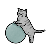 süß Katze mit Ball Karikatur png