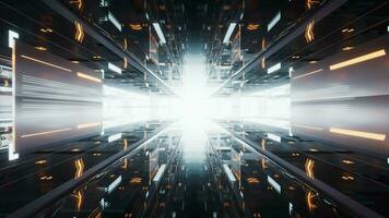 Digital cyberspace tunnel, technology background, 3d rendering. video