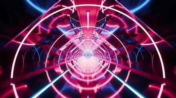 Dark tunnel with glowing light illuminated, 3d rendering. video
