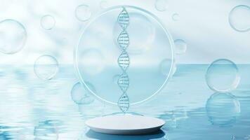 DNA with water surface background, 3d rendering. video