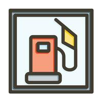 Gas Station Vector Thick Line Filled Colors Icon For Personal And Commercial Use.