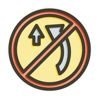 No Overtaking Vector Thick Line Filled Colors Icon For Personal And Commercial Use.