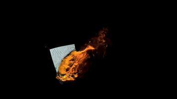 Burning paper with dark background, 3d rendering. video