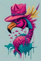 A detailed illustration of a Flamingo for a t-shirt design, wallpaper and fashion photo