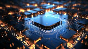 Ai chip display background on machine photo