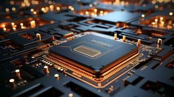 Ai chip display background on machine photo