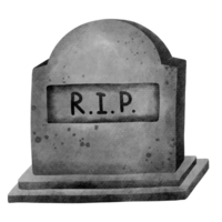 Isolated spooky grave tombstone RIP watercolor style in transparent background png