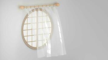 Loop animation of the blowing curtain, interior background, 3d rendering. video