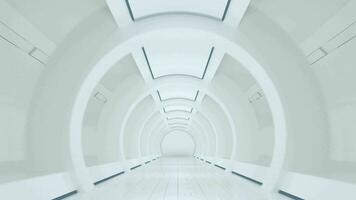 White sci-fi tunnel, empty round room, 3d rendering. video