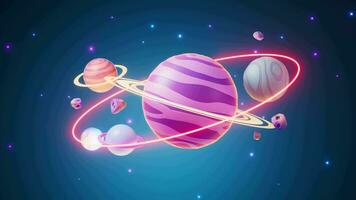 desenho animado estilo planeta dentro a exterior espaço, 3d Renderização. video
