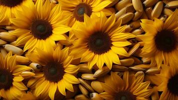 Sunflower and seeds background photo