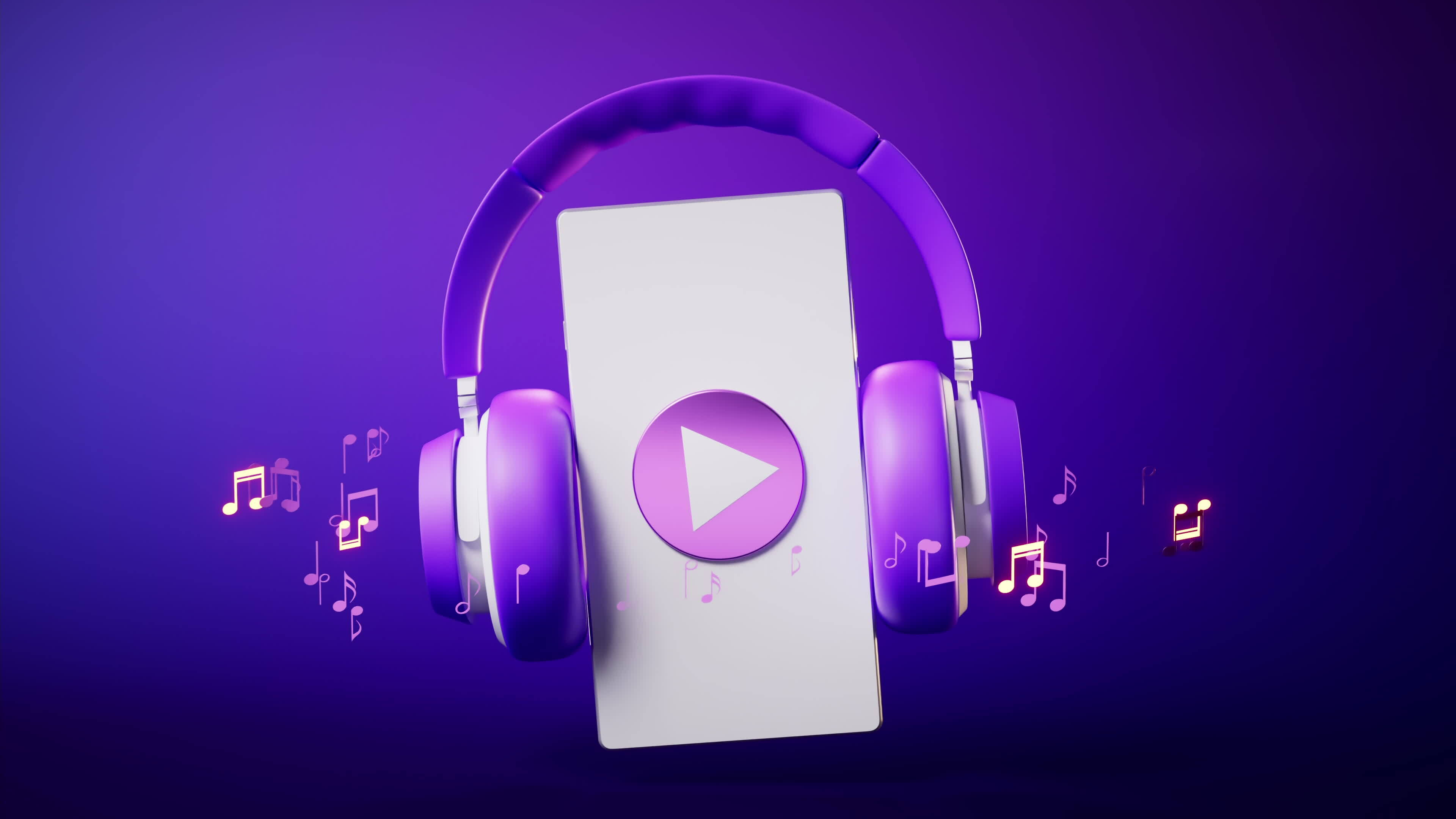 Loop animation of earphone and mobile phone, 3d rendering. 27939531