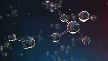 químico molécula com Sombrio fundo, 3d Renderização. video