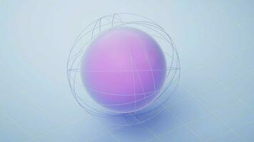 boucle animation de dessin animé planète sphère avec lignes environnant, 3d le rendu. video