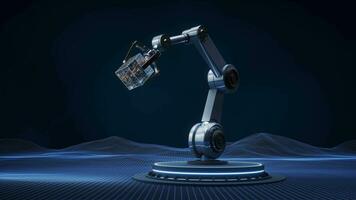 mechanisch Arm und Digital Gitter Raum, 3d Wiedergabe. video