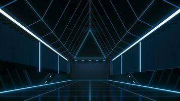 Go forward in the dark empty room, 3d rendering. video