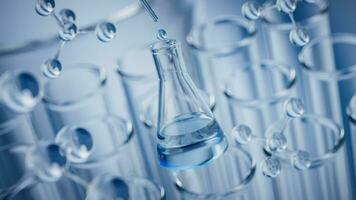 químico artigos de vidro dentro a laboratório, 3d Renderização. video