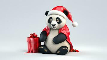 Festive Panda with Gift Box - Holiday Celebration - Generative AI photo