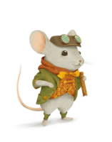 vattenfärg teckning av en söt liten mus i årgång kläder png