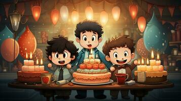 cartoon flat happy birth day photo