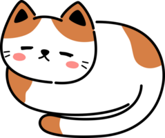 sleeping orange cat flat design cartoon doodle element png