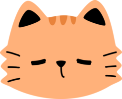 dormido naranja gato cabeza plano estilo dibujos animados garabatear elemento ilustración png