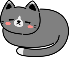 dormido negro gato plano diseño dibujos animados garabatear elemento png