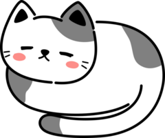 dormido gris manchado gato plano diseño dibujos animados garabatear elemento png