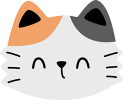 sorridente gatto testa piatto stile cartone animato scarabocchio elemento illustrazione png