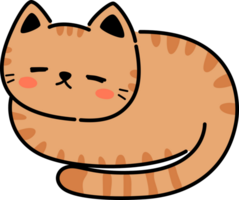 sleeping orange tabby cat flat design cartoon doodle element png