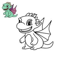 Little dragon for coloring book. Cute dragon for coloring page. Vector illustration.