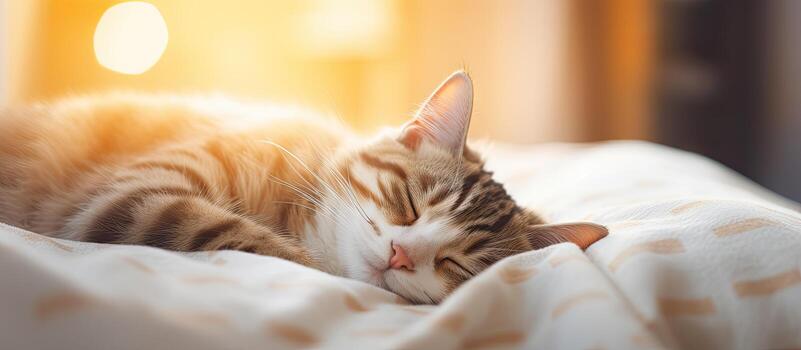 hogar gato dormido en cama foto