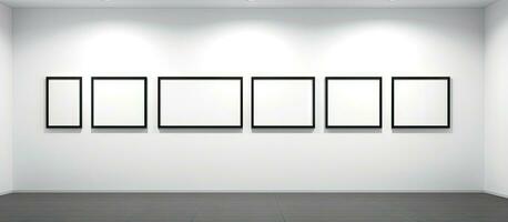 moderno galería exhibiendo contemporáneo obra de arte con enmarcado imágenes desplegado en paredes prestados en foto