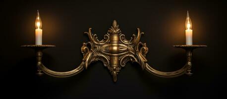 Gilded metal wall lamp with double electric candles photo