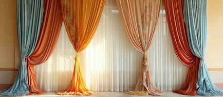 ventana decoración utilizando cortinas y interior textiles foto