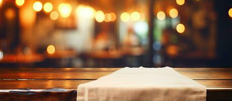 Blurred bar background with napkin on table photo