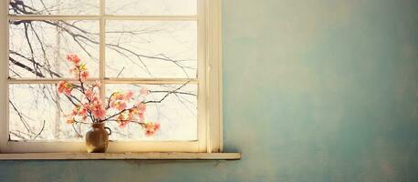 observando el fuera de desde un ventana durante primavera foto