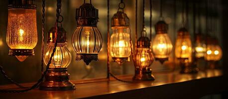 Clásico lamparas Proporcionar ambiente Encendiendo en un acogedor hogar ajuste foto