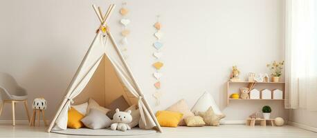 Children s room with toys and a play tent photo