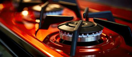 Well designed gas stove burner ideal for various uses Brazilian close up image from above selective focus photo